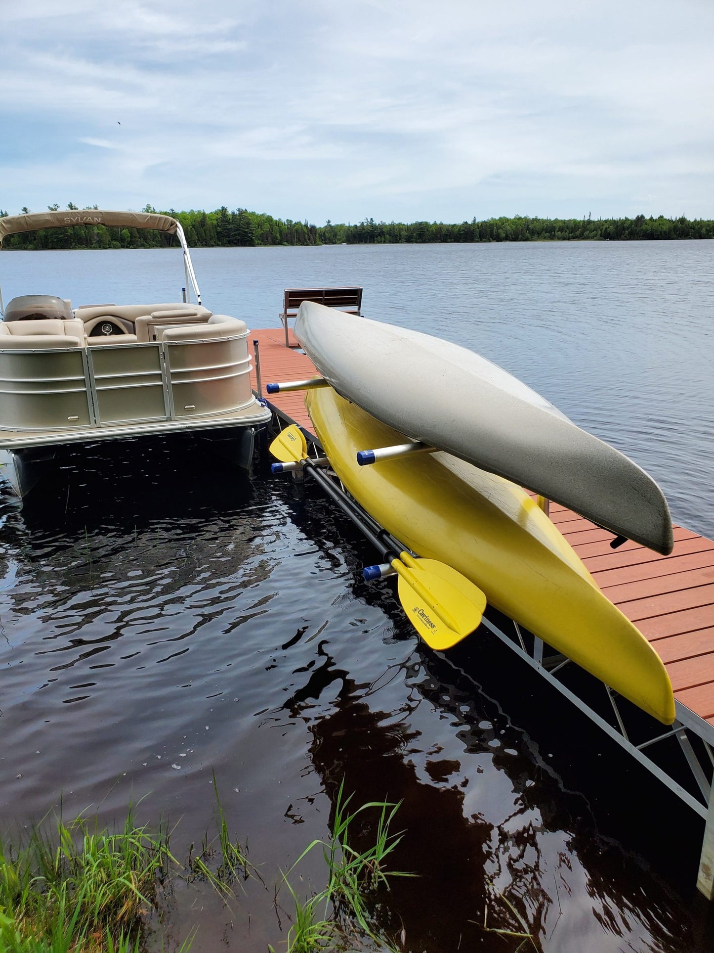 Kayak rack dock mounted